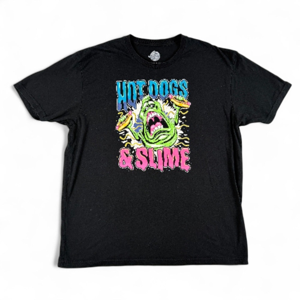 RSVLTS Ghostbusters T-Shirt Mens 2XL Black Hot Dogs & Slime Graphic Short Sleeve